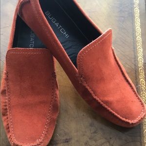 Men’s orange suede driving shoes